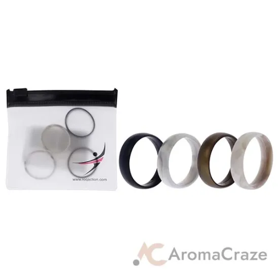 Picture of Silicone Wedding 6mm Smooth Ring Set - Marbles by ROQ for Women - 4 x 10 mm Ring