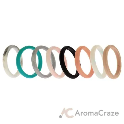 Picture of Silicone Wedding Stackble Point Ring Set - Marble by ROQ for Women - 8 x 7 mm Ring