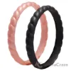 Picture of Silicone Wedding Stackble Bra Point Ring Set - Black-Rose by ROQ for Women - 2 x 11 mm Ring