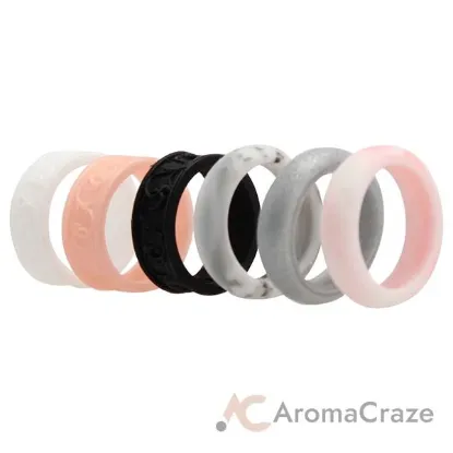 Picture of Silicone Wedding Flower Ring Set - Marble by ROQ for Women - 6 x 5 mm Ring