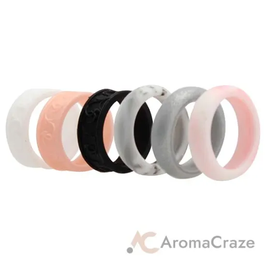 Picture of Silicone Wedding Flower Ring Set - Marble by ROQ for Women - 6 x 5 mm Ring