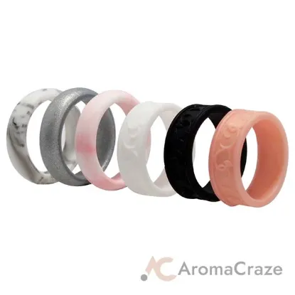 Picture of Silicone Wedding Flower Ring Set - Marble by ROQ for Women - 6 x 7 mm Ring