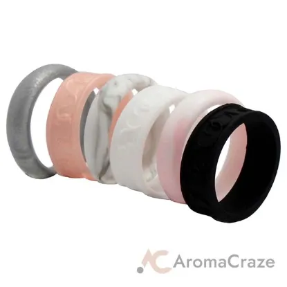 Picture of Silicone Wedding Flower Ring Set - Marble by ROQ for Women - 6 x 9 mm Ring