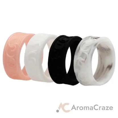 Picture of Silicone Wedding Flower Ring Set - Marble by ROQ for Women - 4 x 4 mm Ring
