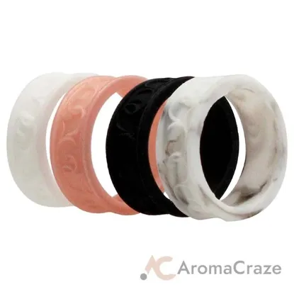 Picture of Silicone Wedding Flower Ring Set - Marble by ROQ for Women - 4 x 6 mm Ring