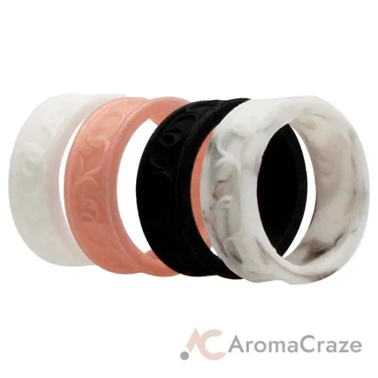 Picture of Silicone Wedding Flower Ring Set - Marble by ROQ for Women - 4 x 6 mm Ring