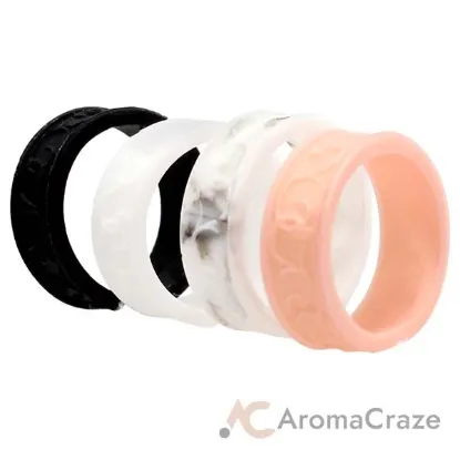 Picture of Silicone Wedding Flower Ring Set - Marble by ROQ for Women - 4 x 7 mm Ring