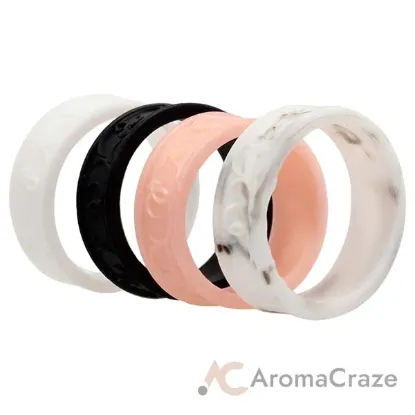 Picture of Silicone Wedding Flower Ring Set - Marble by ROQ for Women - 4 x 9 mm Ring