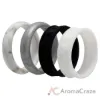 Picture of Silicone Wedding Flower Ring Set - Black-White by ROQ for Women - 4 x 11 mm Ring