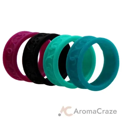 Picture of Silicone Wedding Flower Ring Set - MultiColor by ROQ for Women - 4 x 4 mm Ring