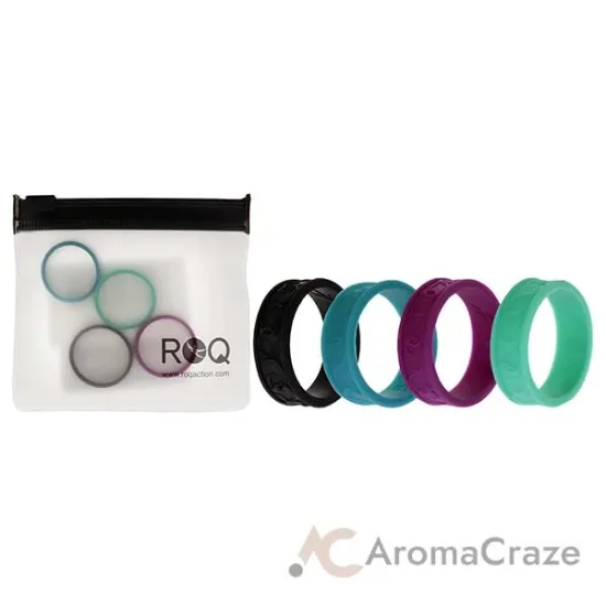 Picture of Silicone Wedding Flower Ring Set - MultiColor by ROQ for Women - 4 x 9 mm Ring