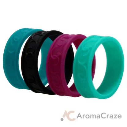 Picture of Silicone Wedding Flower Ring Set - MultiColor by ROQ for Women - 4 x 11 mm Ring