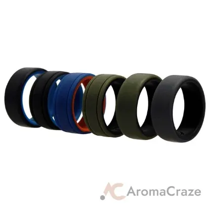 Picture of Silicone Wedding 2Layer Lines Ring Set - Green by ROQ for Men - 6 x 8 mm Ring