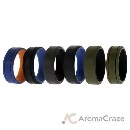 Picture of Silicone Wedding 2Layer Lines Ring Set - Green by ROQ for Men - 6 x 15 mm Ring