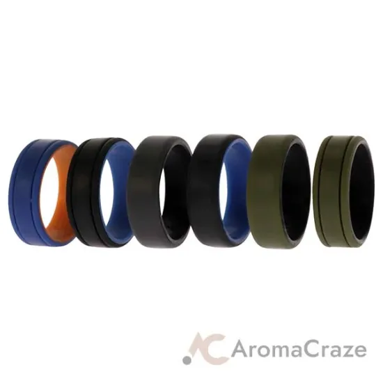 Picture of Silicone Wedding 2Layer Lines Ring Set - Green by ROQ for Men - 6 x 15 mm Ring