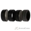 Picture of Silicone Wedding 2Layer Lines Ring Set - Black by ROQ for Men - 4 x 7 mm Ring