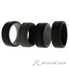 Picture of Silicone Wedding 2Layer Lines Ring Set - Black by ROQ for Men - 4 x 8 mm Ring