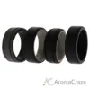 Picture of Silicone Wedding 2Layer Lines Ring Set - Black by ROQ for Men - 4 x 10 mm Ring