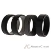 Picture of Silicone Wedding 2Layer Lines Ring Set - Black by ROQ for Men - 4 x 15 mm Ring
