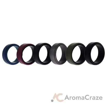 Picture of Silicone Wedding 2Layer Beveled 8mm Ring Set - Blue by ROQ for Men - 6 x 7 mm Ring