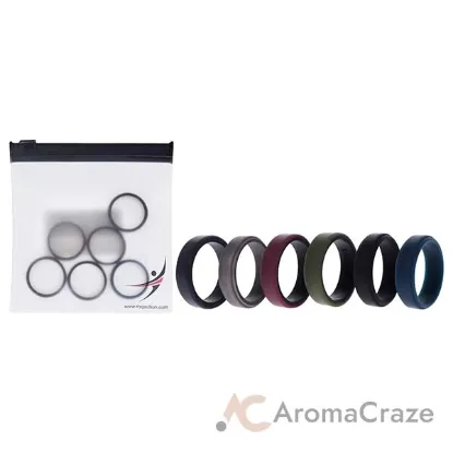 Picture of Silicone Wedding 2Layer Beveled 8mm Ring Set - Blue by ROQ for Men - 6 x 11 mm Ring