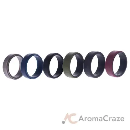 Picture of Silicone Wedding 2Layer Beveled 8mm Ring Set - Blue by ROQ for Men - 6 x 12 mm Ring