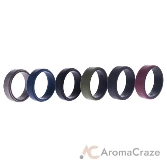 Picture of Silicone Wedding 2Layer Beveled 8mm Ring Set - Blue by ROQ for Men - 6 x 12 mm Ring