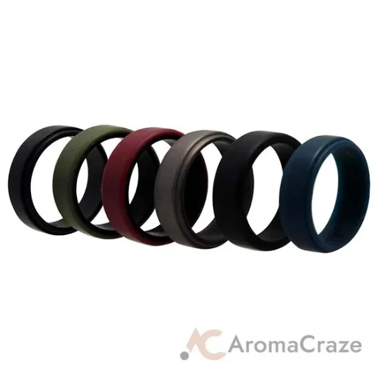 Picture of Silicone Wedding 2Layer Beveled 8mm Ring Set - Blue by ROQ for Men - 6 x 13 mm Ring