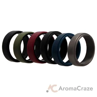 Picture of Silicone Wedding 2Layer Beveled 8mm Ring Set - Blue by ROQ for Men - 6 x 16 mm Ring