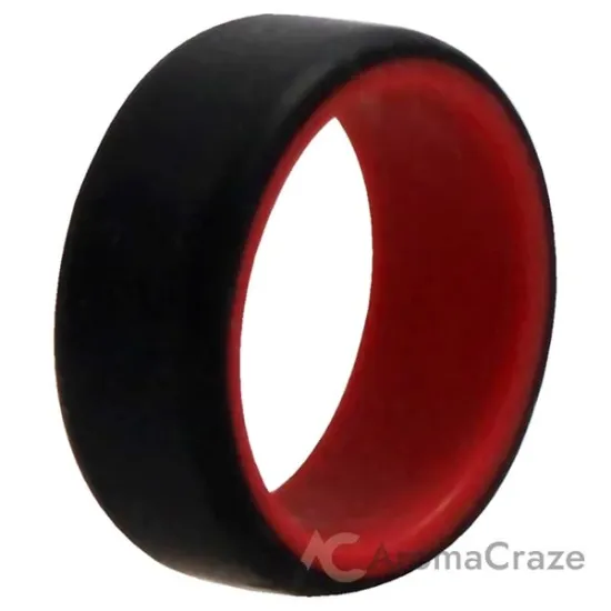 Picture of Silicone Wedding 2Layer Beveled 8mm Ring - Red-Black by ROQ for Men - 7 mm Ring