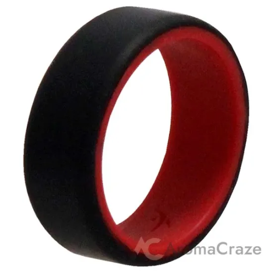 Picture of Silicone Wedding 2Layer Beveled 8mm Ring - Red-Black by ROQ for Men - 9 mm Ring