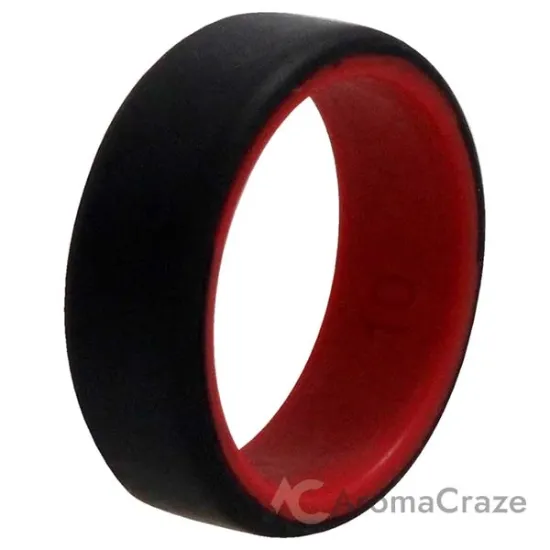 Picture of Silicone Wedding 2Layer Beveled 8mm Ring - Red-Black by ROQ for Men - 10 mm Ring