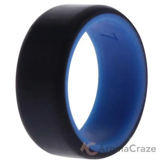 Picture of Silicone Wedding 2Layer Beveled 8mm Ring - Blue-Black by ROQ for Men - 7 mm Ring