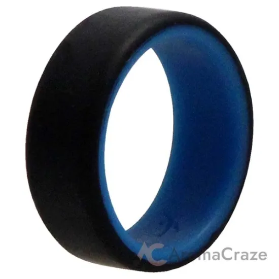 Picture of Silicone Wedding 2Layer Beveled 8mm Ring - Blue-Black by ROQ for Men - 8 mm Ring