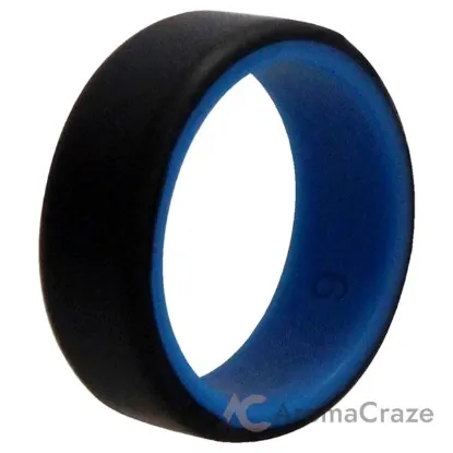 Picture of Silicone Wedding 2Layer Beveled 8mm Ring - Blue-Black by ROQ for Men - 9 mm Ring