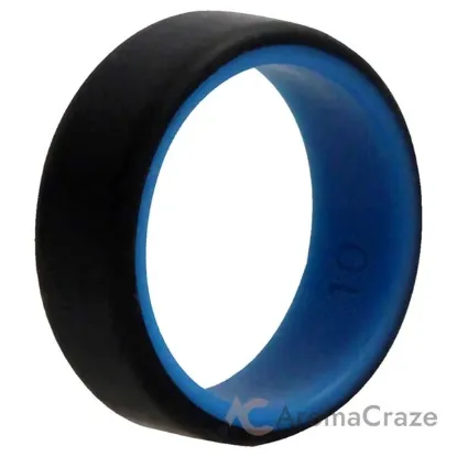 Picture of Silicone Wedding 2Layer Beveled 8mm Ring - Blue-Black by ROQ for Men - 10 mm Ring