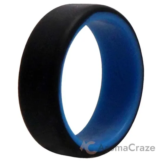 Picture of Silicone Wedding 2Layer Beveled 8mm Ring - Blue-Black by ROQ for Men - 12 mm Ring
