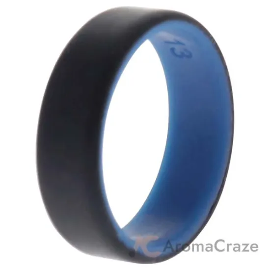Picture of Silicone Wedding 2Layer Beveled 8mm Ring - Blue-Black by ROQ for Men - 13 mm Ring
