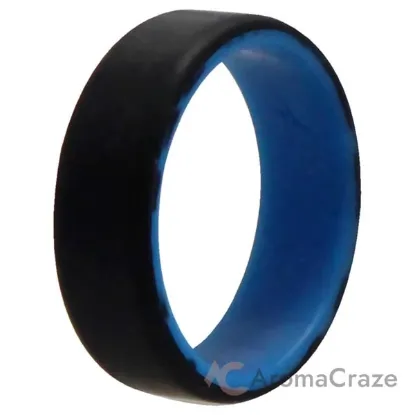Picture of Silicone Wedding 2Layer Beveled 8mm Ring - Blue-Black by ROQ for Men - 14 mm Ring