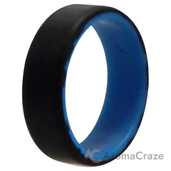 Picture of Silicone Wedding 2Layer Beveled 8mm Ring - Blue-Black by ROQ for Men - 14 mm Ring