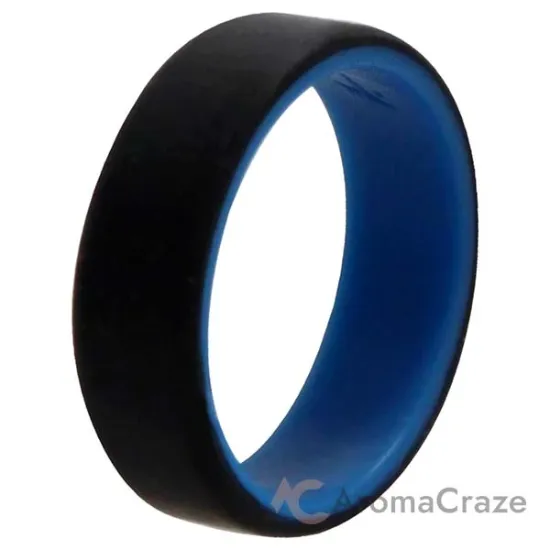 Picture of Silicone Wedding 2Layer Beveled 8mm Ring - Blue-Black by ROQ for Men - 15 mm Ring