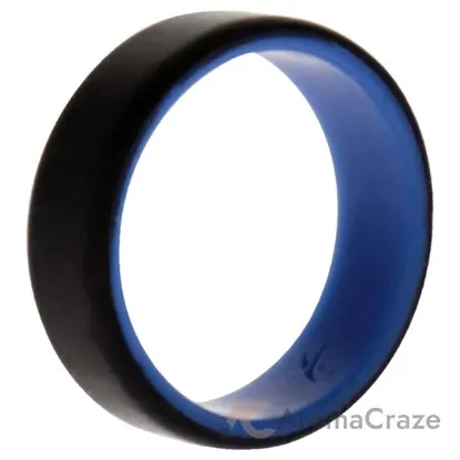 Picture of Silicone Wedding 2Layer Beveled 8mm Ring - Blue-Black by ROQ for Men - 16 mm Ring