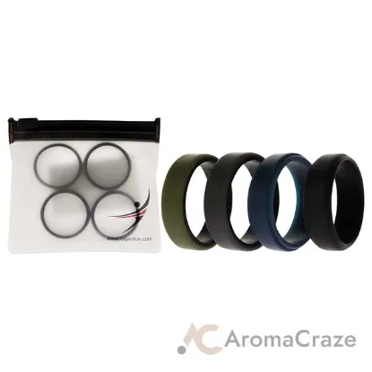 Picture of Silicone Wedding 2Layer Beveled 8mm Ring Set - Green by ROQ for Men - 4 x 15 mm Ring