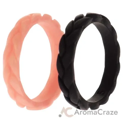 Picture of Silicone Wedding Leaves Ring Set - Metal-Pink by ROQ for Women - 2 x 5 mm Ring