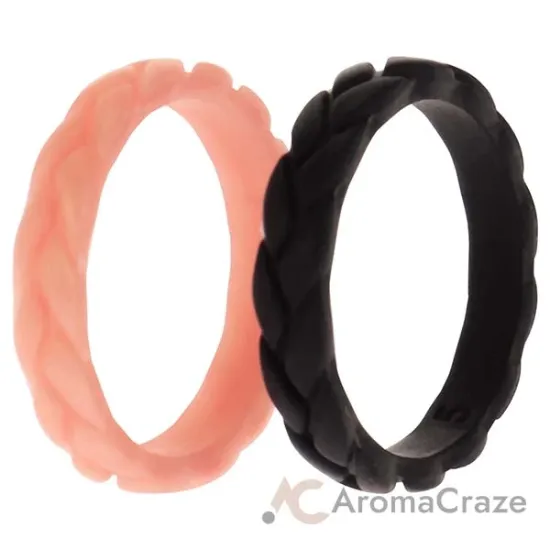 Picture of Silicone Wedding Leaves Ring Set - Metal-Pink by ROQ for Women - 2 x 5 mm Ring