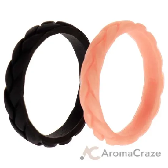 Picture of Silicone Wedding Leaves Ring Set - Metal-Pink by ROQ for Women - 2 x 8 mm Ring