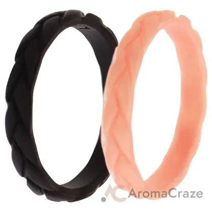 Picture of Silicone Wedding Leaves Ring Set - Metal-Pink by ROQ for Women - 2 x 11 mm Ring