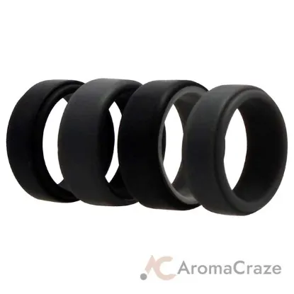 Picture of Silicone Wedding 2Layer Beveled 8mm Ring Set - Grey by ROQ for Men - 4 x 7 mm Ring