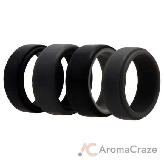 Picture of Silicone Wedding 2Layer Beveled 8mm Ring Set - Grey by ROQ for Men - 4 x 7 mm Ring