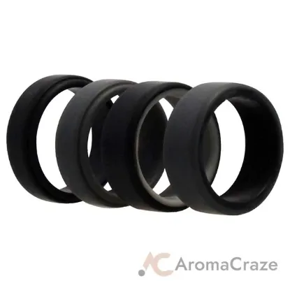 Picture of Silicone Wedding 2Layer Beveled 8mm Ring Set - Grey by ROQ for Men - 4 x 8 mm Ring